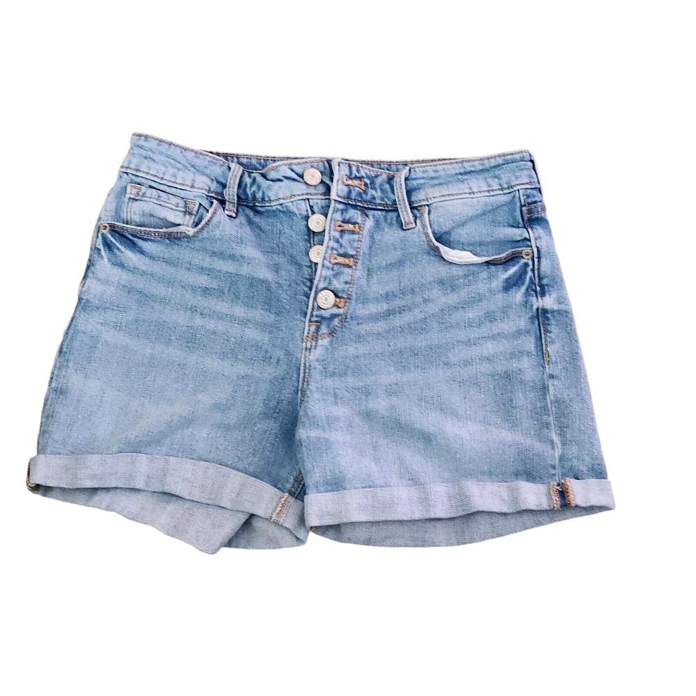 Old Navy Sz 6 Daisy Duke Button Fly Shorts Jean Booty Blue Cuffed
